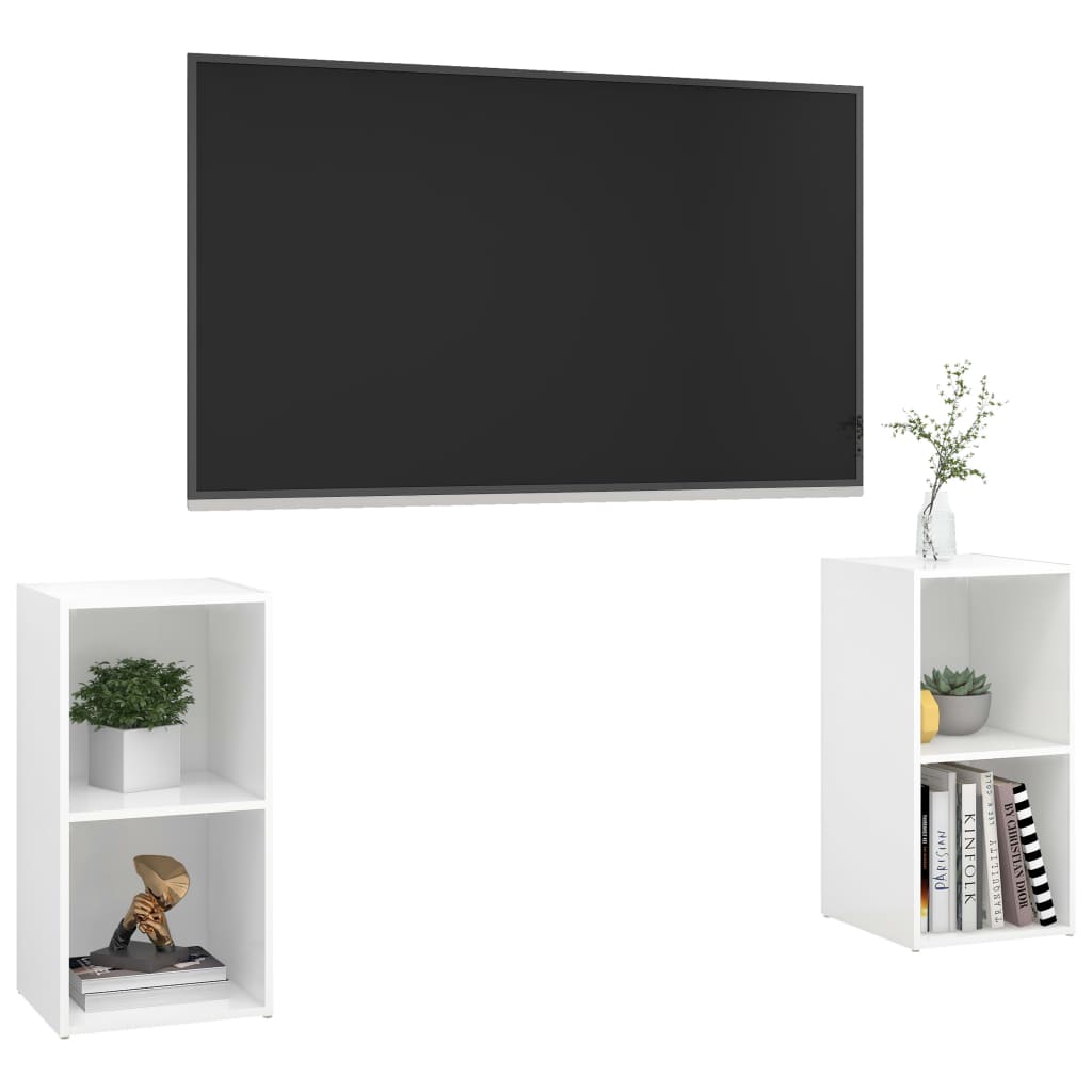 vidaXL TV plaukti, 2 gab. spīdīgi balti 72x35x36,5cm inženierijas koks