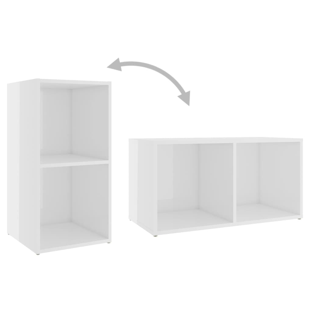 KALLAX –  Meuble TV bibliothèque debout 2 pcs 4 boxes Blanc brillant | meublestv.fr 9