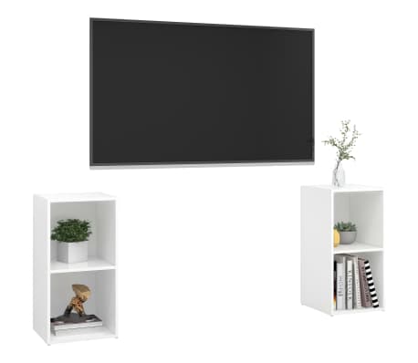 vidaXL Meubles TV 2 pcs Blanc brillant 72x35x36,5 cm Bois d'ingénierie