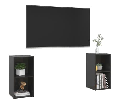 vidaXL Televizoriaus spintelės, 2vnt., juodos, 72x35x36,5cm, MDP