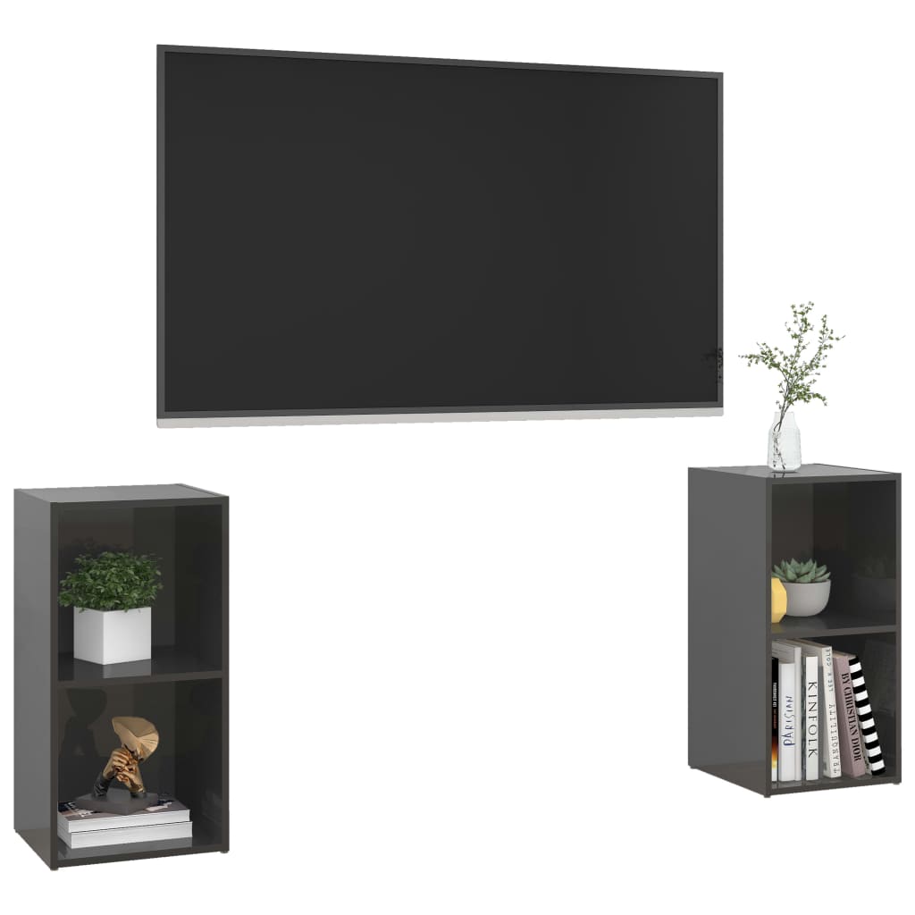 

vidaXL Tv-meubelen 2 st 72x35x36,5 cm spaanplaat hoogglans grijs