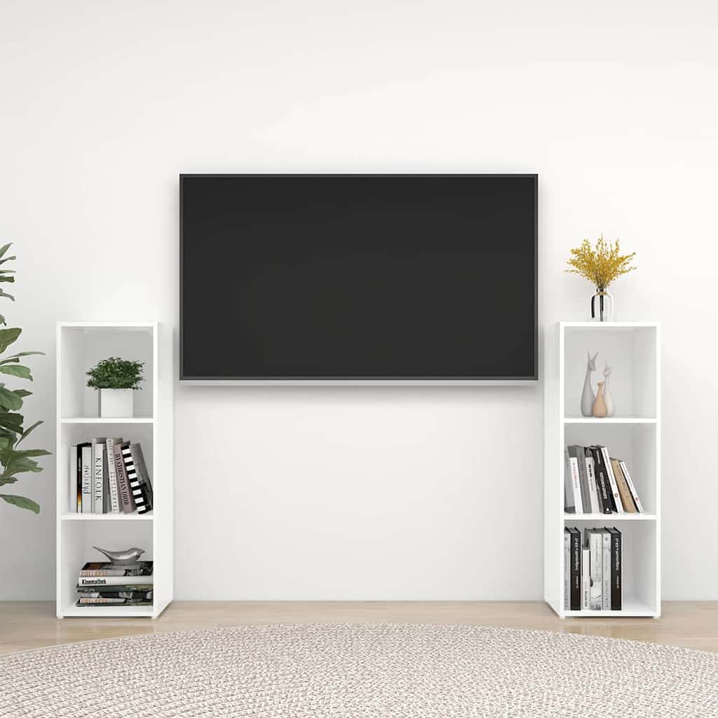 vidaXL Szafki TV, 2 szt., bia�e, 107x35x37 cm, p�yta wi�rowa