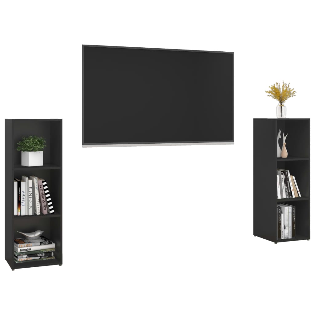vidaXL TV Stands 2 Pcs Black 42.1"x13.8"x14.6" Engineered Wood