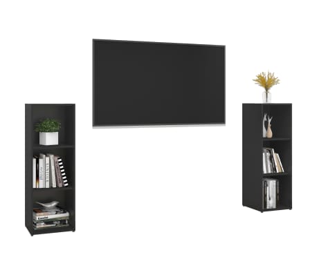 vidaXL TV Cabinets 2 pcs Black 107x35x37 cm Engineered Wood