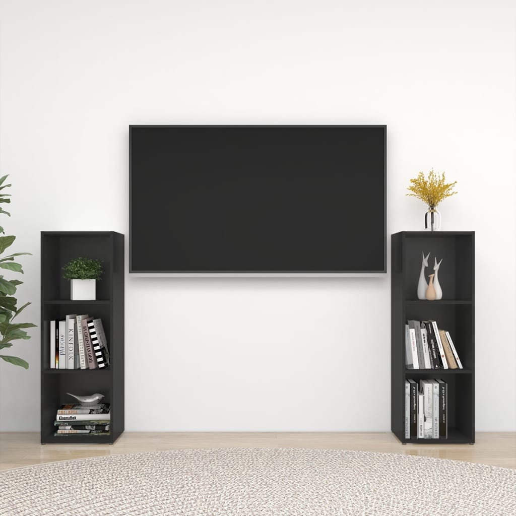 Tv-meubelen 2 st 107x35x37 cm spaanplaat zwart