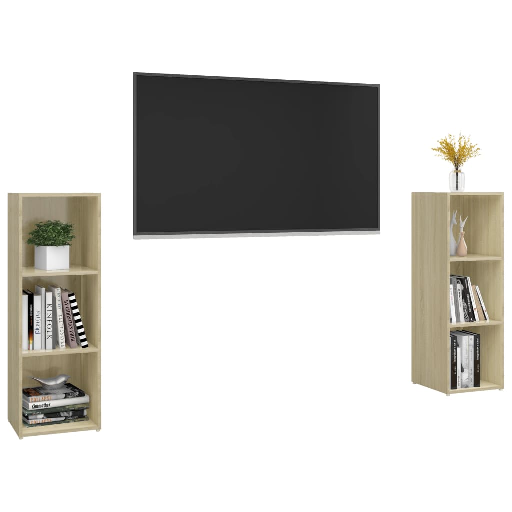 vidaXL Tv-meubelen 2 st 107x35x37 cm bewerkt houtsonoma eikenkleurig