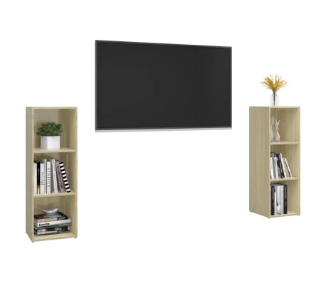 vidaXL Meubles TV 2 pcs Chêne sonoma 107x35x37 cm Bois d'ingénierie