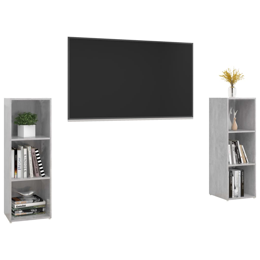 vidaXL TV Cabinets 2 pcs Concrete Grey 107x35x37 cm Engineered Wood