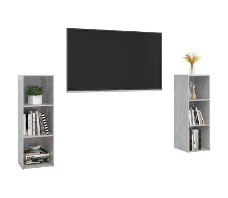 vidaXL TV-benker 2 stk betonggrå 107x35x37 cm sponplate