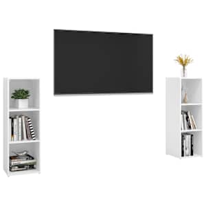 vidaXL Televizoriaus spintelės, 2vnt., baltos, 107x35x37cm, MDP