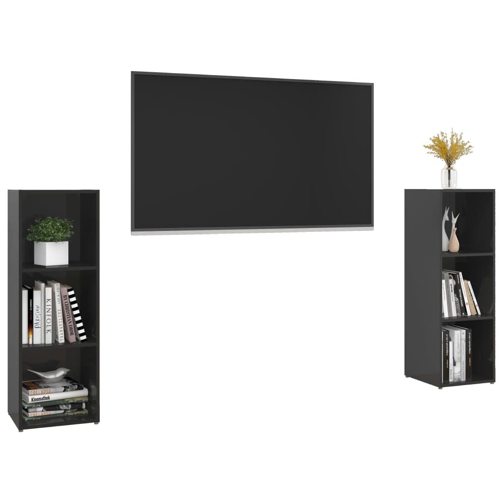 

vidaXL Tv-meubelen 2 st 107x35x37 cm spaanplaat hoogglans zwart