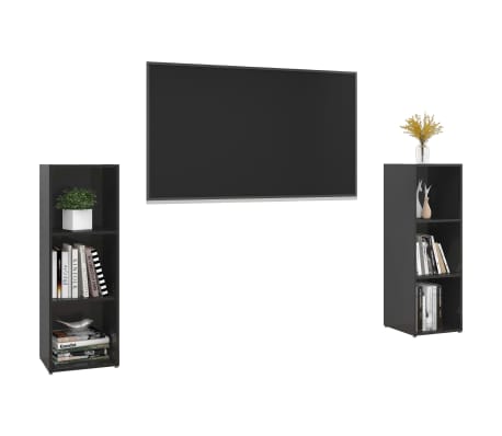 vidaXL TV Stands 2 Pcs High Gloss Black 42.1"x13.8"x14.6" Engineered Wood