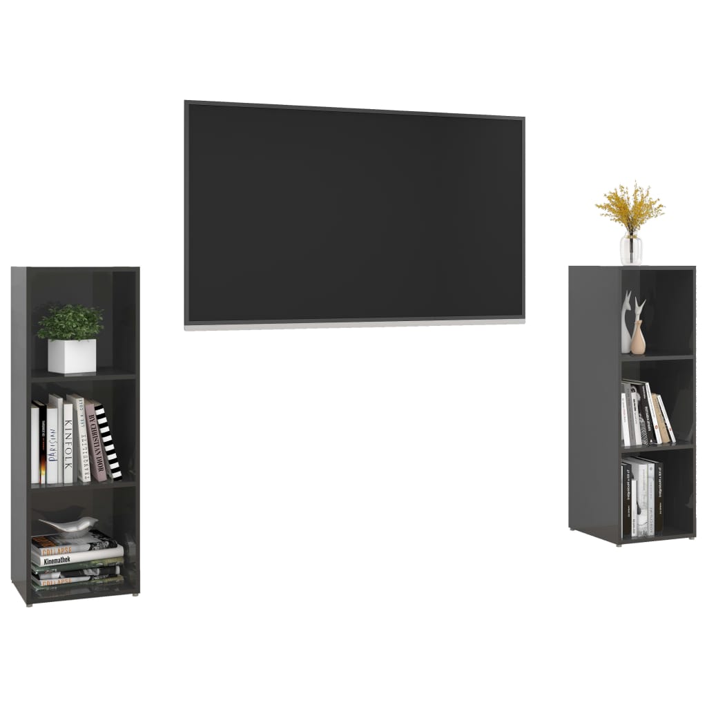 

vidaXL Tv-meubelen 2 st 107x35x37 cm spaanplaat hoogglans grijs