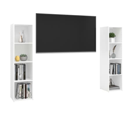 vidaXL Meubles TV 2 pcs Blanc 142,5x35x36,5 cm Aggloméré