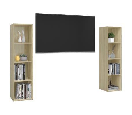 vidaXL Televizoriaus spintelės, 2vnt., ąžuolo, 142,5x35x36,5cm, MDP