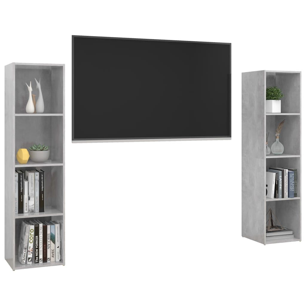 vidaXL Móveis de TV 2 pcs 142,5x35x36,5 cm contrapl. cinzento cimento