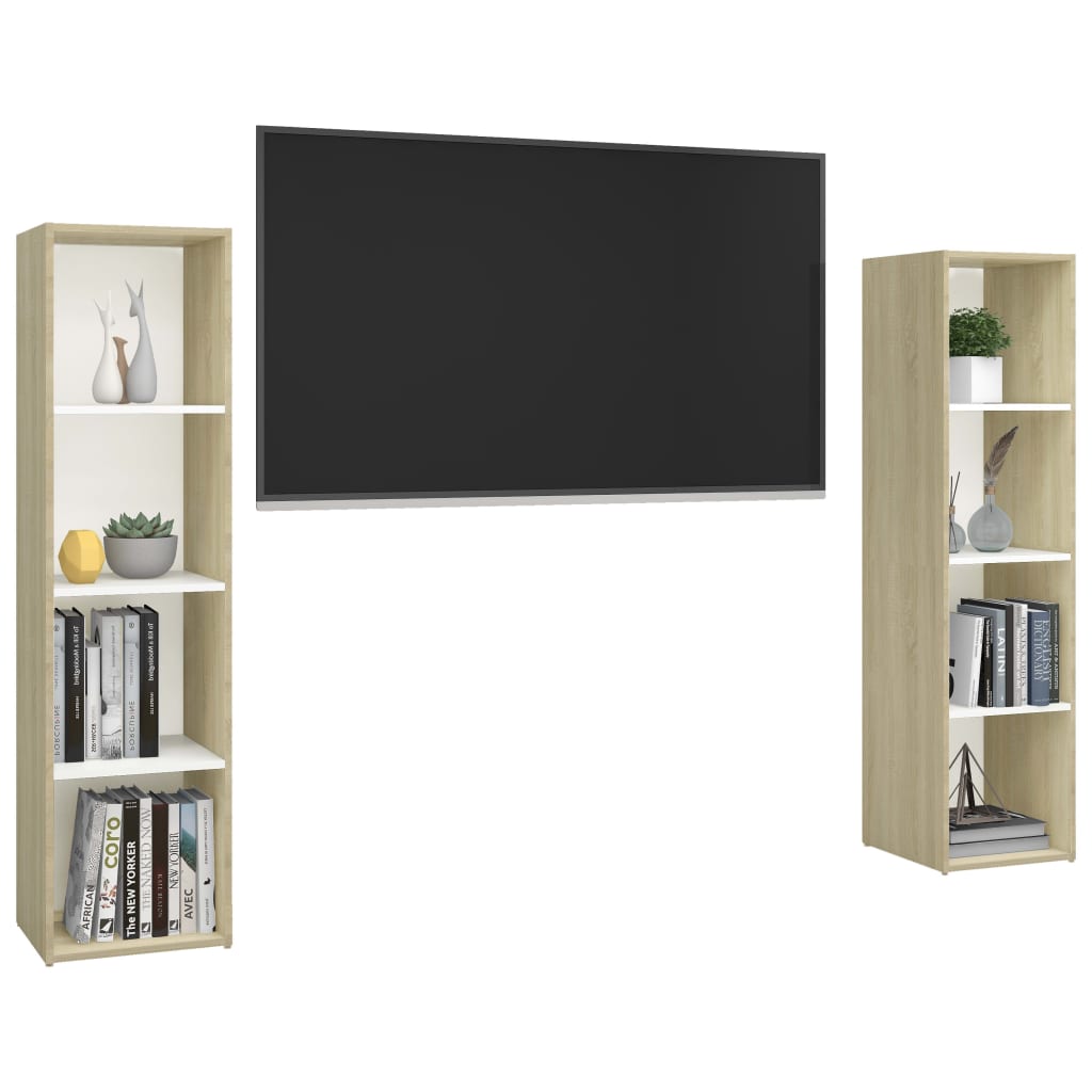 

vidaXL Tv-meubelen 2 st 142,5x35x36,5 cm spaanplaat wit sonoma eiken