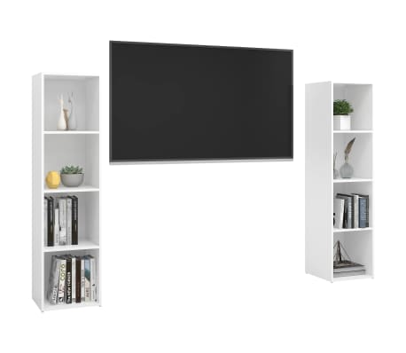 vidaXL 2 db magasfényű fehér forgácslap TV-szekrény 142,5x35x36,5 cm