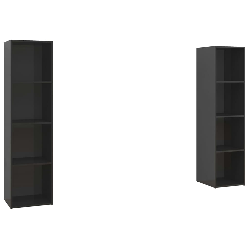 TV skříňky 2 ks černé vysoký lesk 142,5x35x36,5 cm dřevotříska