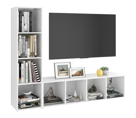 vidaXL TV Stands 2 Pcs White 56.1"x13.8"x14.4" Engineered Wood