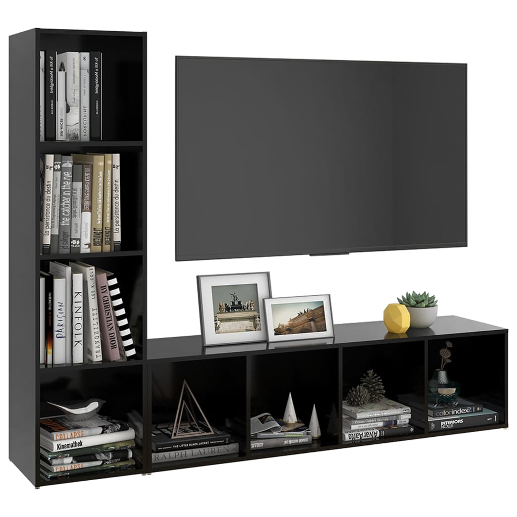 

vidaXL Tv-meubelen 2 st 142,5x35x36,5 cm spaanplaat zwart