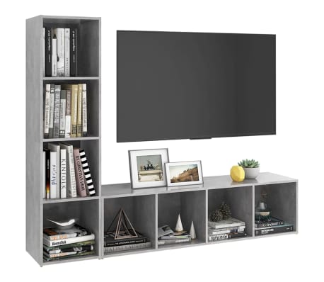 vidaXL TV Stands 2 Pcs Concrete Gray 56.1"x13.8"x14.4" Engineered Wood