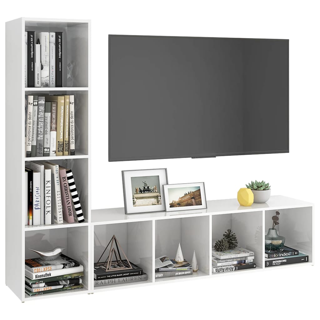 

vidaXL Tv-meubelen 2 st 142,5x35x36,5 cm spaanplaat hoogglans wit