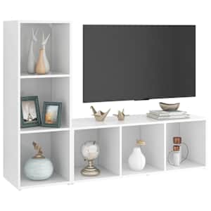 TV skříňky 2 ks bílé 107 x 35 x 37 cm dřevotříska - obrázek 3