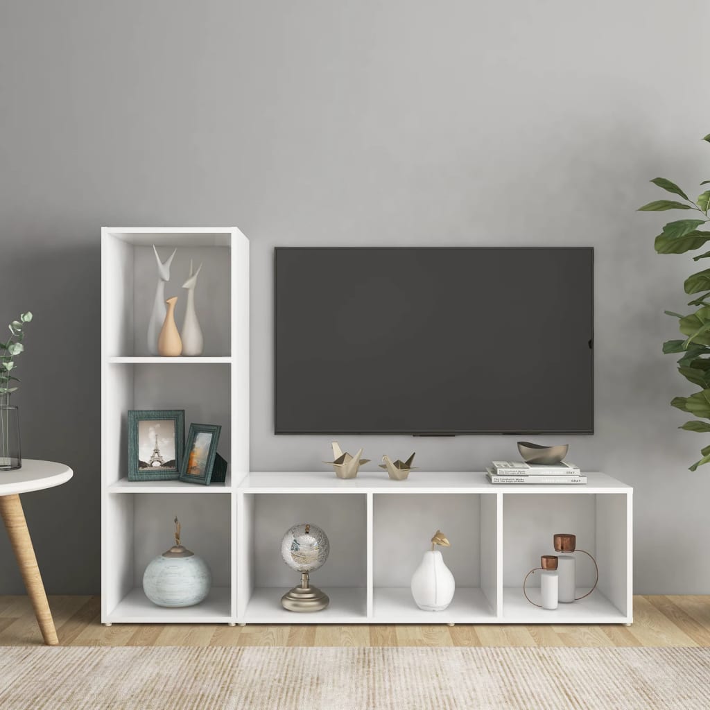 vidaXL Dulapuri TV, 2 buc., alb, 107x35x37 cm, lemn prelucrat
