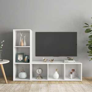 TV skříňky 2 ks bílé 107 x 35 x 37 cm dřevotříska - obrázek 1