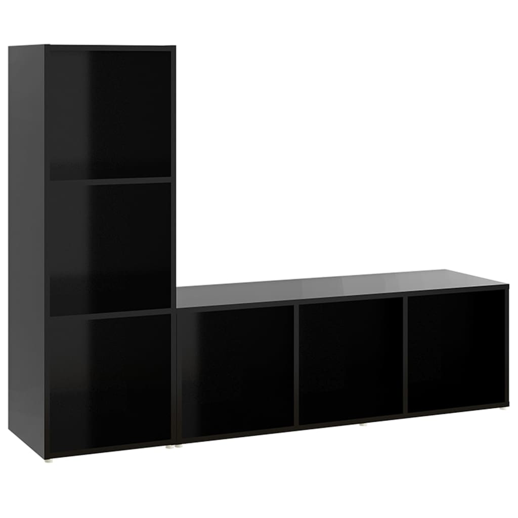 

vidaXL TV Cabinets 2 pcs Black 42.1"x13.8"x14.6" Engineered Wood