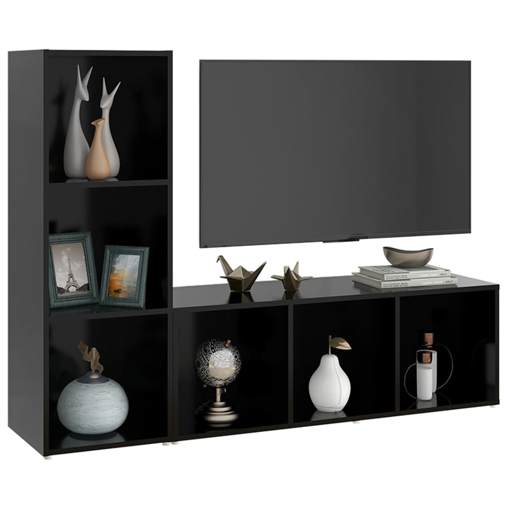 vidaXL Meubles TV 2 pcs Noir 107x35x37 cm Aggloméré