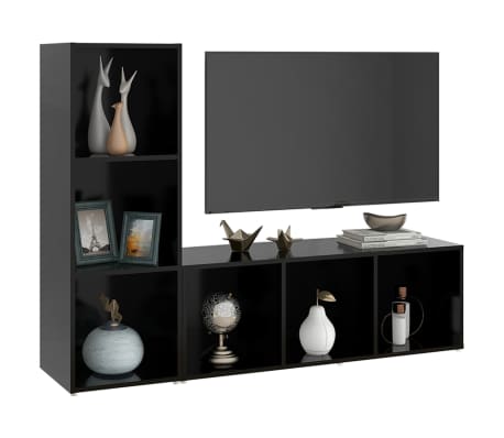 vidaXL TV-Schränke 2 Stk. Schwarz 107x35x37 cm Holzwerkstoff