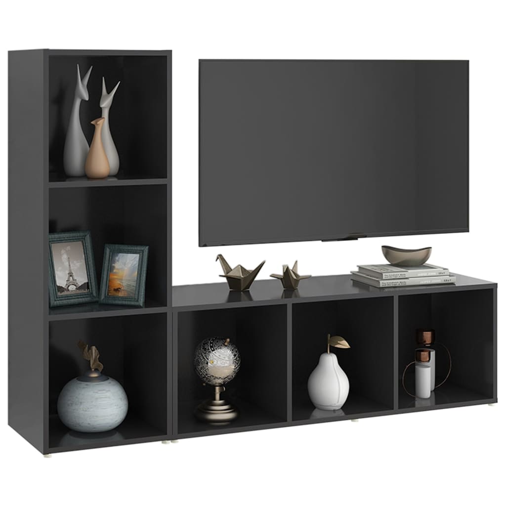 

vidaXL Tv-meubelen 2 st 107x35x37 cm spaanplaat grijs