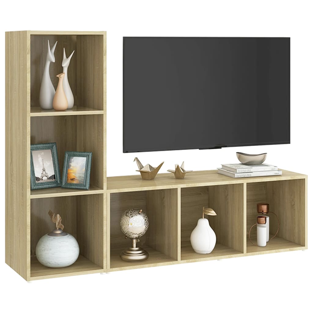 vidaXL Tv-meubelen 2 st 107x35x37 cm bewerkt hout sonoma eikenkleurig