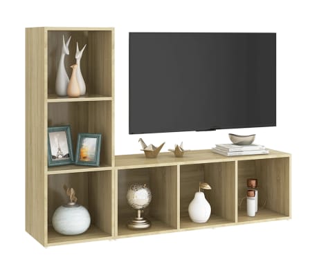 vidaXL Meubles TV 2 pcs Ch&ecirc;ne sonoma 107x35x37 cm Bois d'ing&eacute;nierie