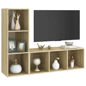 vidaXL Meubles TV 2 pcs Ch&ecirc;ne sonoma 107x35x37 cm Bois d'ing&eacute;nierie