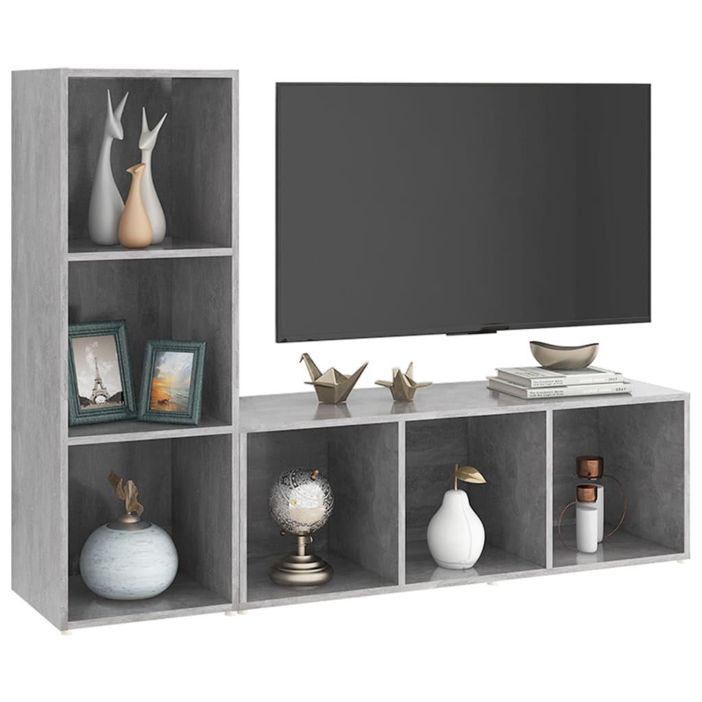 

vidaXL Tv-meubelen 2 st 107x35x37 cm spaanplaat betongrijs