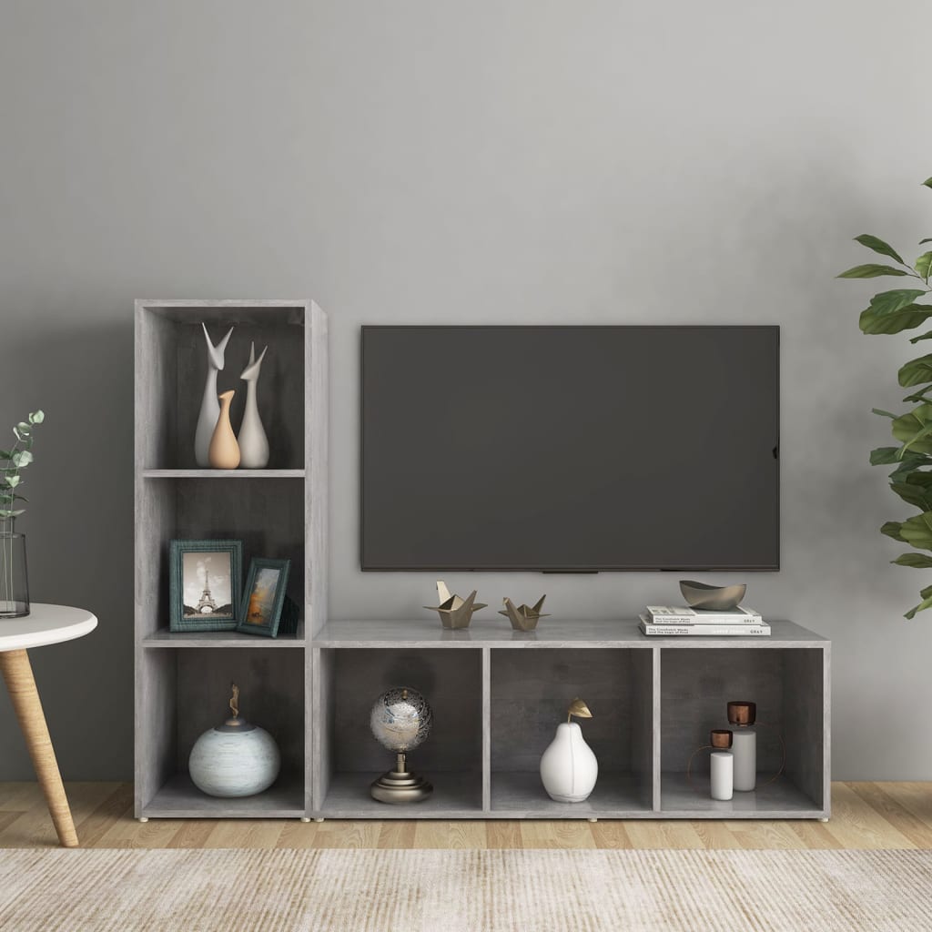 vidaXL Szafki TV, 2 szt., szaro�� betonu, 107x35x37 cm