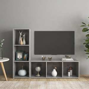 TV skříňky 2 ks betonově šedé 107 x 35 x 37 cm dřevotříska - obrázek 1