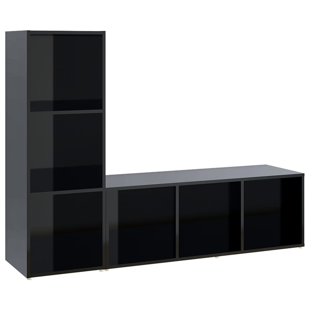 

vidaXL TV Cabinets 2 pcs High Gloss Black 42.1"x13.8"x14.6" Engineered Wood