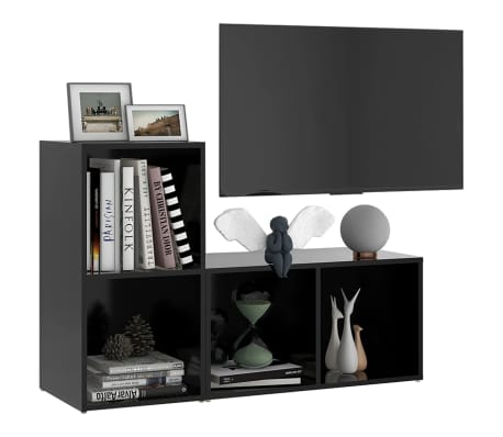 vidaXL TV Stands 2 Pcs Black 28.3"x13.8"x14.4" Engineered Wood