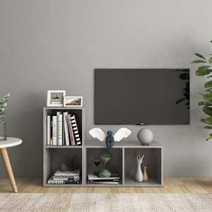 TV omarice 2 kosa betonsko sive 72x35x36,5 cm iverna plošča