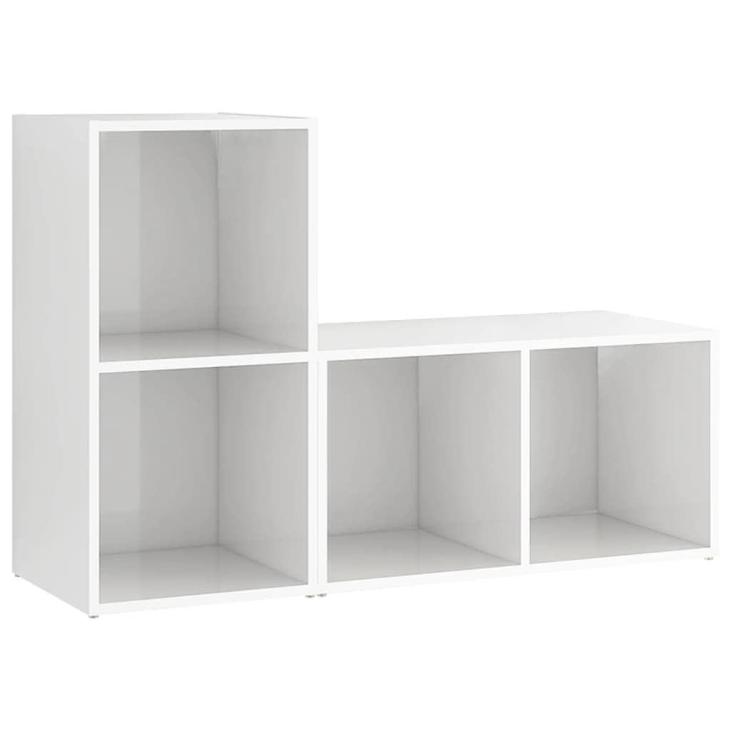 KALLAX –  Meuble TV bibliothèque 2 pcs 4 boxes Blanc brillant | meublestv.fr 2