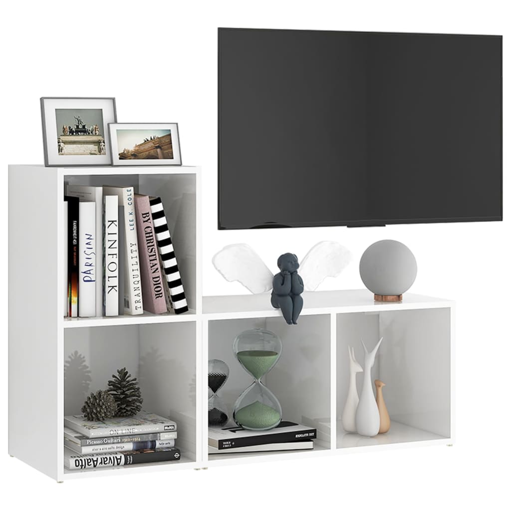 vidaXL Mobili TV 2 pz Bianco Lucido 72x35x36,5 cm in Legno Multistrato