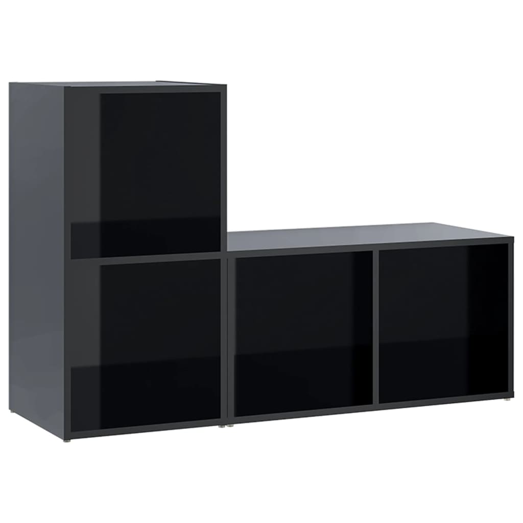 

vidaXL TV Cabinets 2 pcs High Gloss Black 28.3"x13.8"x14.4" Engineered Wood