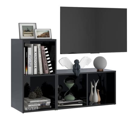 vidaXL Televizoriaus spintelės, 2vnt., juodos, 72x35x36,5cm, MDP