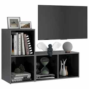 TV skříňky 2 ks šedé vysoký lesk 72x35x36,5 cm kompozitní dřevo - obrázek 3