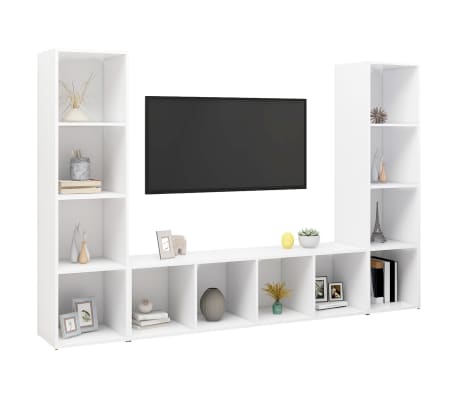 vidaXL TV Cabinets 3 pcs White 142.5x35x36.5 cm Engineered Wood
