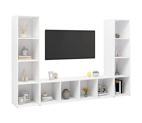 vidaXL Muebles para TV 3 uds madera contrachapada 142,5x35x36,5 cm